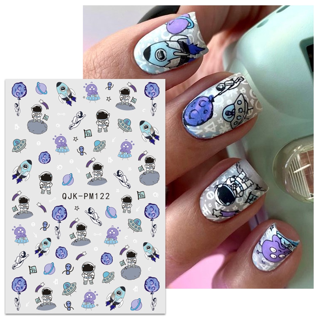 HAMA Nail Nail Art สติกเกอร์ขายส่งน่ารักการ์ตูนนักบินอวกาศ Series ดาวและ Moon ตกแต่งเล็บเด็กs สติกเกอร์ Decals - รูปที่ 5