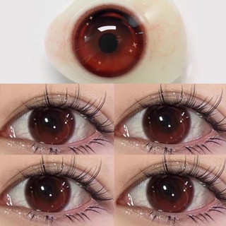 Myopic คอนแทคเลนส์ สีแดงมะเขือเทศ 14.4 มม. 2 ชิ้น 1 คู่