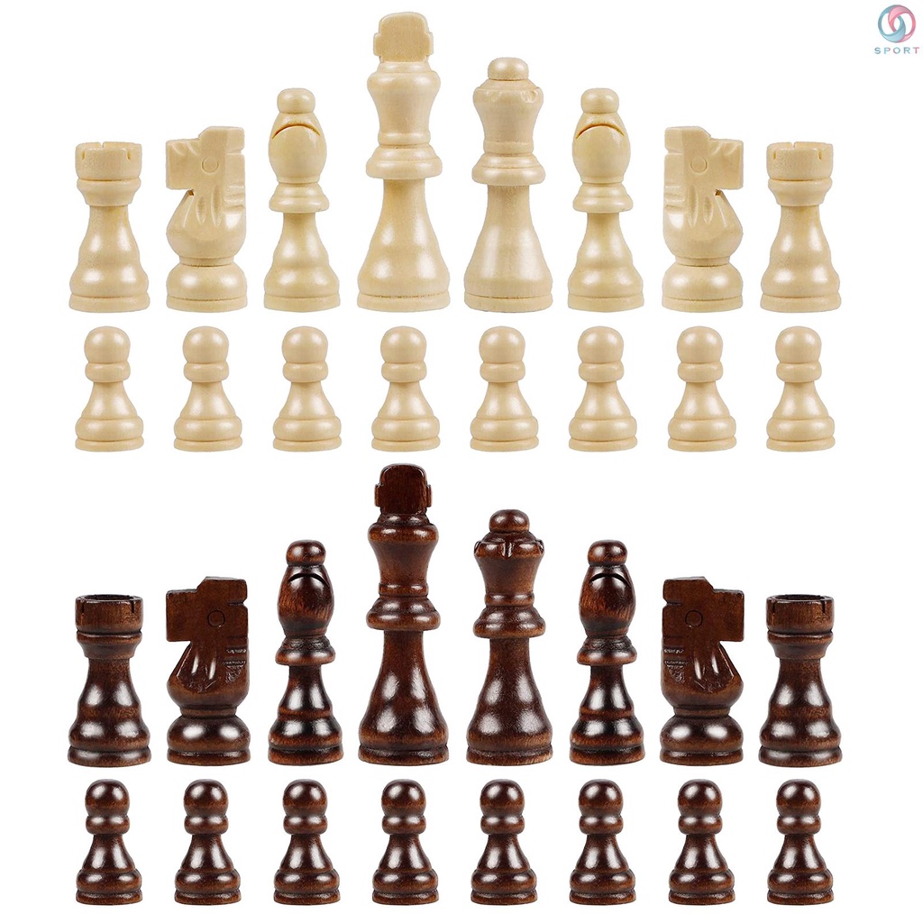 Wooden Chess Pieces Set 32pcs International Chess Game Replacement
