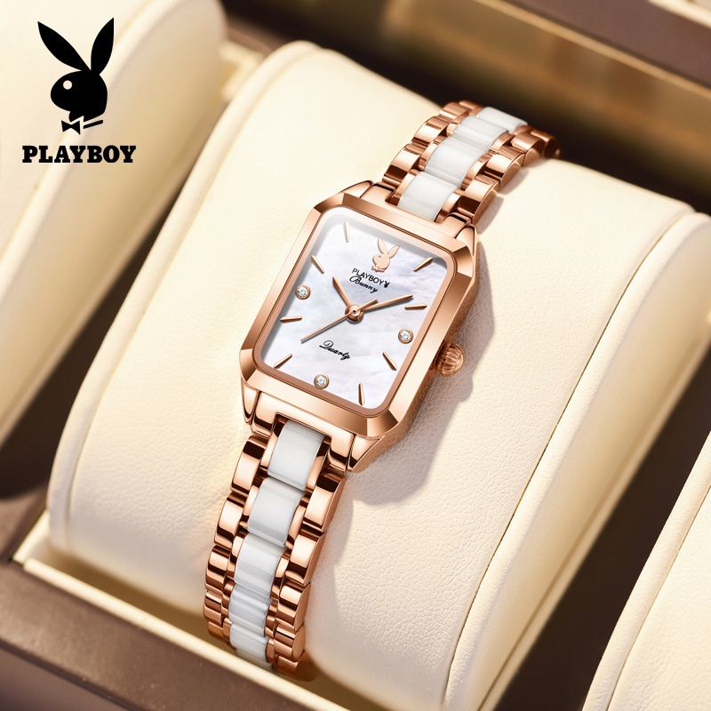 [พร้อมส่ง] Playboy 2050 นาฬิกาข้อมือควอตซ์แฟชั่น ลําลอง เข้ากับทุกการแต่งกาย ของขวัญวันวาเลนไทน์ สําหรับสุภาพสตรี (ฟรีกล่องนาฬิกาสวยหรู)