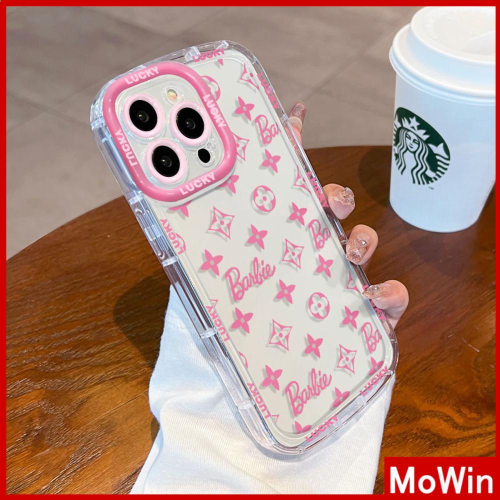 Mowin - เข้ากันได้สำหรับ 15 เคสไอโฟน11 เคส iphone 11 เคส 15 pro max กรณีสดใสเงาใสกรณีถุงลมนิรภัยกันกระแทก Soft TPU ที่เรียบง่ายสีชมพูภาษาอังกฤษเข้ากันได้กับ 14 PRO MAX 13 12 XR XS 7 พลัส 8 พลัส