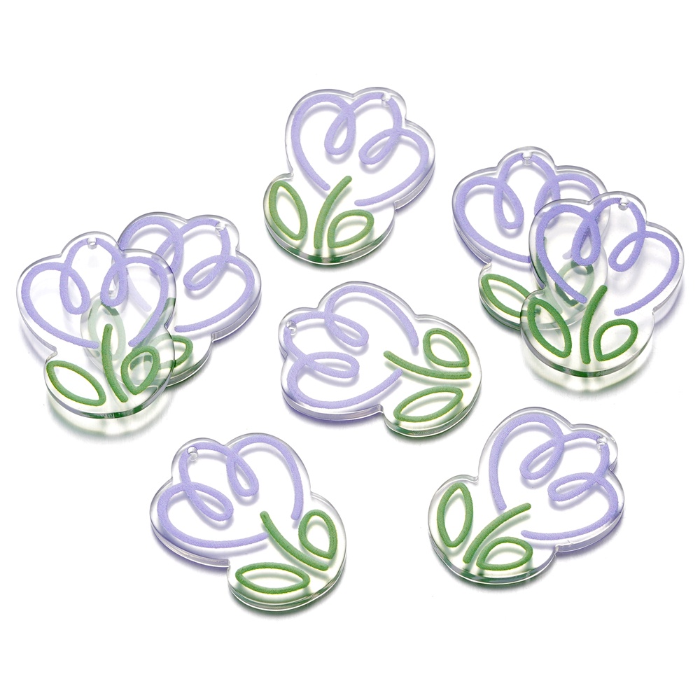 St. kunkk 5 ชิ้น ต่อถุง จี้อะคริลิค รูปดอกทิวลิป สําหรับทําเครื่องประดับ สร้อยคอ DIY - รูปที่ 3