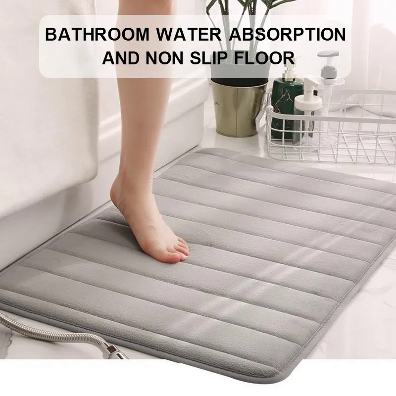 Toilet Floor Mat Soft Fleece Mat Striped Non-slip Bath Mat Livingroom Microfiber Carpet Home Tub Sof