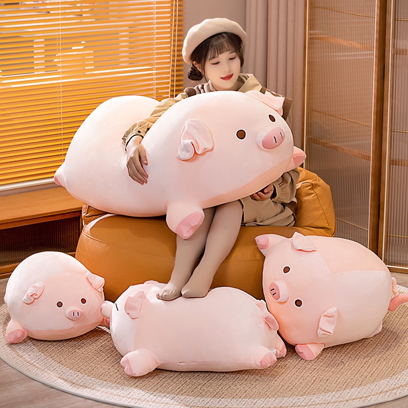หมอนตุ๊กตานุ่ม รูปหมูน่ารัก ขนาด 80 ซม. เหมาะกับของขวัญวันเกิด วันวาเลนไทน์ สําหรับเด็ก