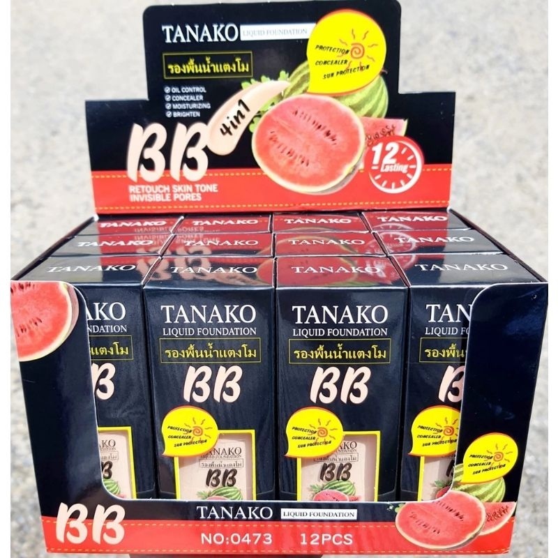 TANAKO 0473 WATERMELON ผลิตภัณฑ์ปกปิดริ้วรอย รองพื้นน้ำแตงโม BB 4in1 ควบคุมความมัน เพิ่มความกระจ่างใ