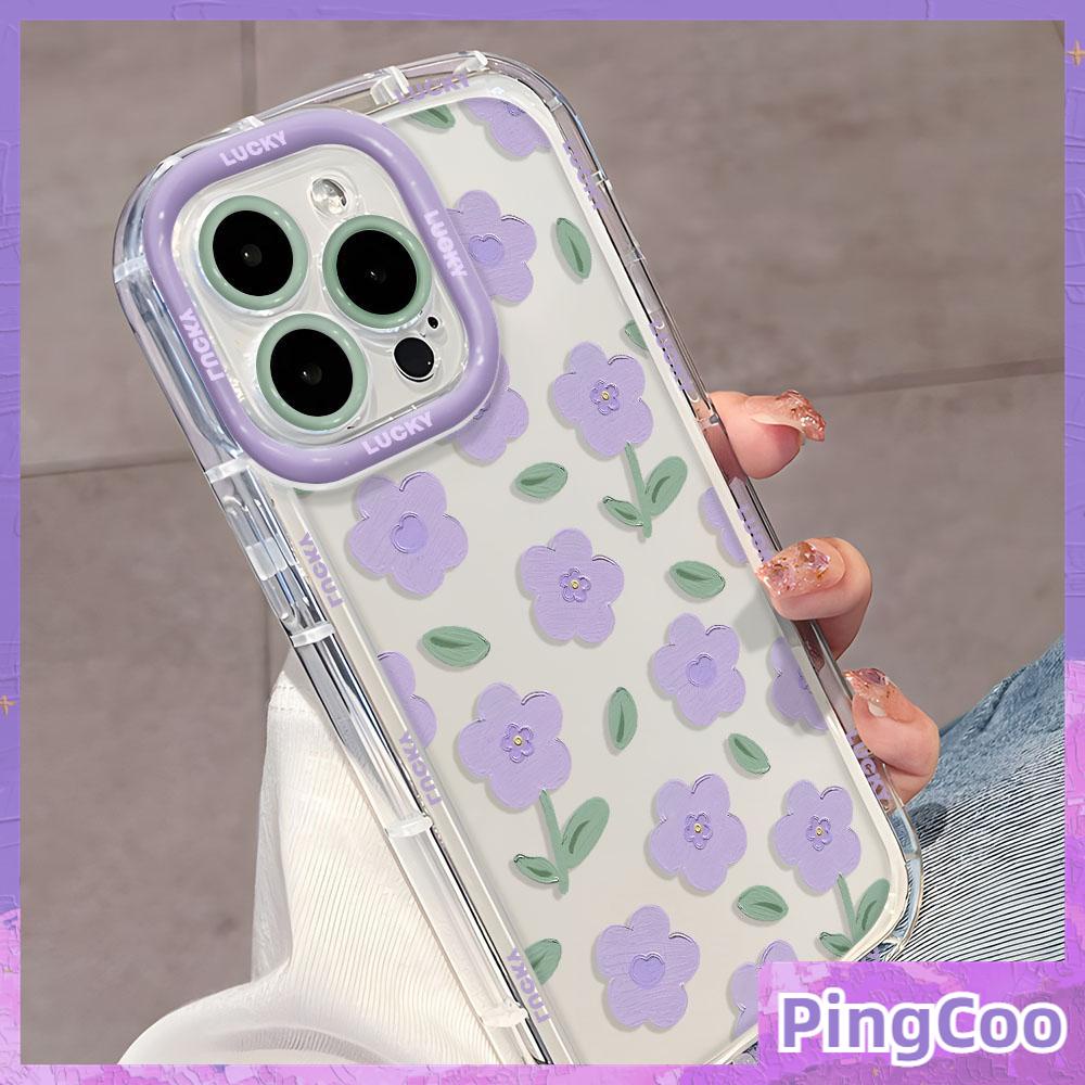 Pingcoo - เข้ากันได้สำหรับ เคส iphone 11 เคสไอโฟน เคสไอโฟน11 กรณีสดใสเงาใสกรณีถุงลมกันกระแทกนุ่ม TPU ดอกไม้สีม่วงที่เรียบง่ายเข้ากันได้กับ iPhone 14 PRO MAX 13 PRO MAX 12 11 XR XS MAX 7 พลัส 8 พลัส