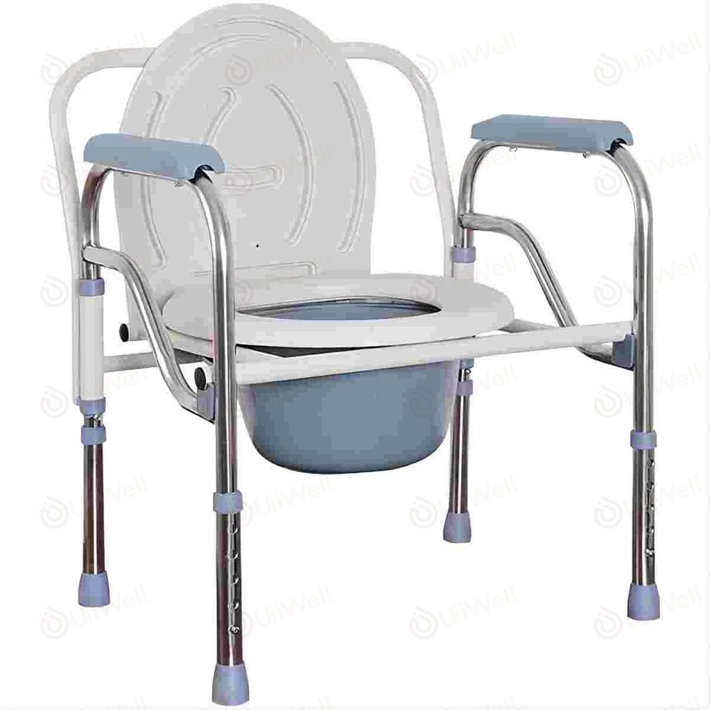[360wellness ศูนย์รวมอุปกรณ์เพื่อสุขภาพ]COD เก้าอี้นั่งถ่าย สุขาเคลื่อนที่ สแตนเลส ปรับระดับได้ ส้วมผู้สูงอายุ  แสตนเลส