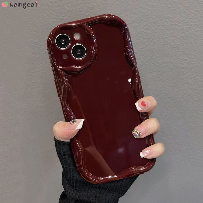 สําหรับ Vivo V40 V30 V29 V27 Pro V27e 5G เคสโทรศัพท์ 3D สเตอริโอ Wave ครีม Smooth ฤดูใบไม้ร่วงฤดูหนาวไวน์แดงสีดําสีขาวใสง่ายซิลิโคนอ่อนนุ่มกรณีกรณีปกหลัง