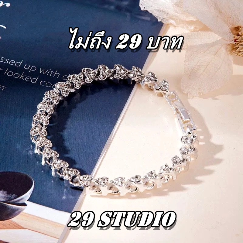 สร้อยข้อมือผู้หญิงแฟชั่นแพลตตินั่มโกลด์ สร้อยข้อมือประดับเพชร แวววาวมาก ล็อคระดับไฮเอนด์สวยงามมาก คอลเลกชันกำไลแฟชั่น