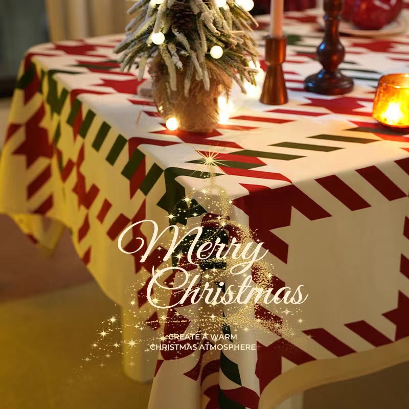 Williya丨ผ้าปูโต๊ะสีแดงคริสต์มาสผ้าพื้นหลังตกแต่งบรรยากาศ