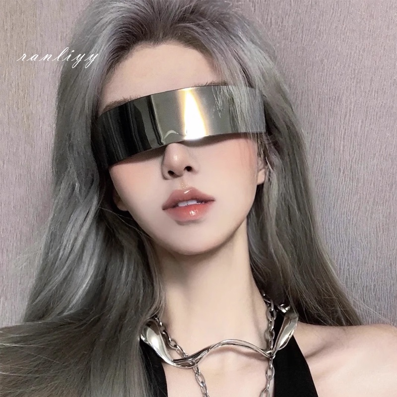 ส่งเร็ว🌼แว่นกันแดดสไตล์พังก์Y2Kไร้ขอบUV400ป้องกันรังสียูวีแฟชั่นสุดเท่เทคโนโลยีอนาคตแว่นกรองแสงผู้ชายและผู้หญิง-Ranliyy