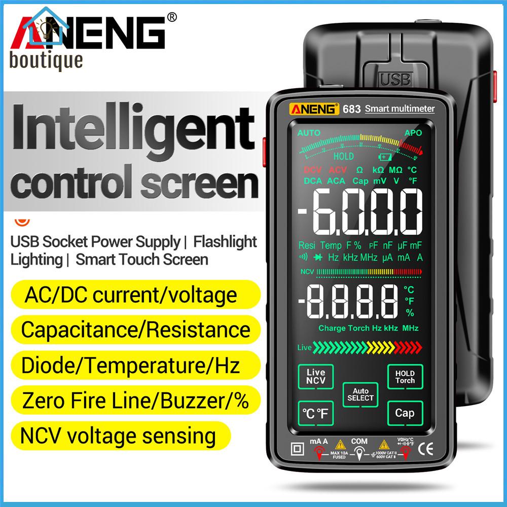 ANENG 683 สมาร์ทดิจิตอลมัลติมิเตอร์ 6000 นับหน้าจอสัมผัสแอมป์มิเตอร์ทดสอบเครื่องมือวัด