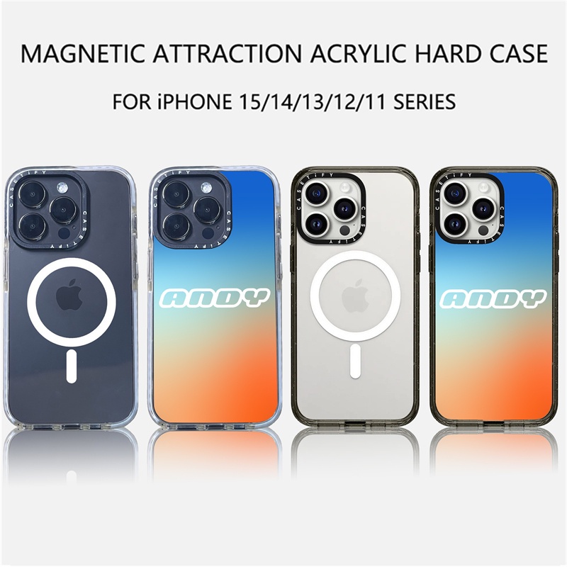 Casetify X Andy เคสโทรศัพท์มือถืออะคริลิค TPU แบบแข็ง ขอบสีดํา และสีขาว พร้อมกล่อง สําหรับ Apple IPhone 11 12 13 14 15 Pro Max