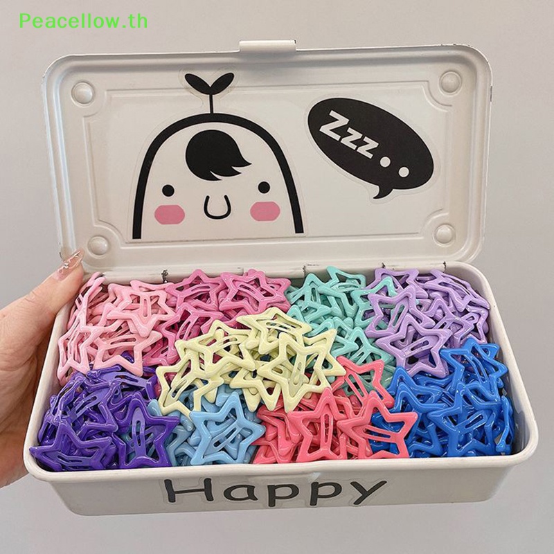 Peacellow กิ๊บติดผมโลหะ รูปดาวห้าแฉก Y2K ขนาดเล็ก หลากสี สําหรับเด็กนักเรียน 6 ชิ้น