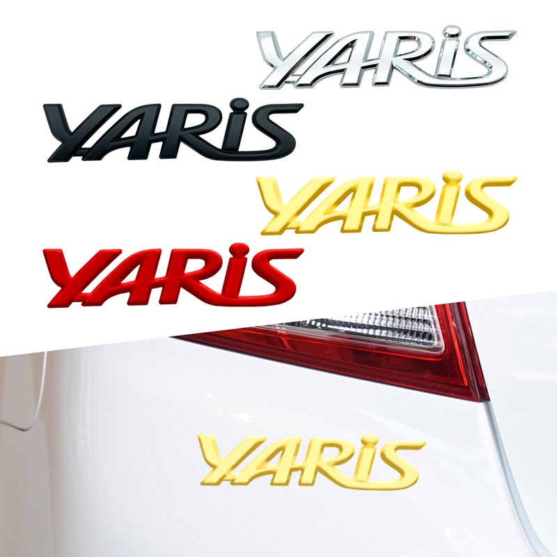 สติกเกอร์โลหะ โครเมี่ยม ลายตัวอักษร 3D สีดํา สีเงิน สําหรับติดตกแต่งรถยนต์ Toyota Yaris