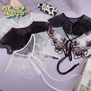 (Unique) ใหม่ คอปกตุ๊กตาปลอม แต่งลูกไม้ ถอดออกได้ สําหรับผู้…