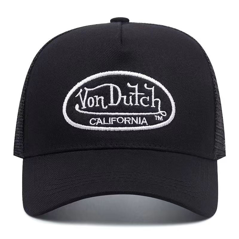 หมวกตาข่าย ปักลายโลโก้ Von-Dutch สีดํา