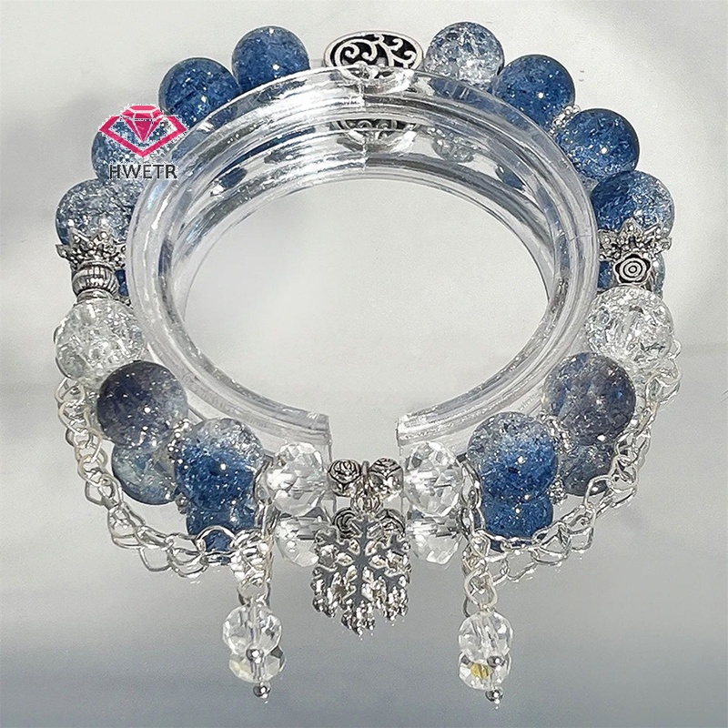 Hwetr สร้อยข้อมือ จี้เกล็ดหิมะ ประดับลูกปัด สไตล์เรโทร หรูหรา เครื่องประดับ ของขวัญ