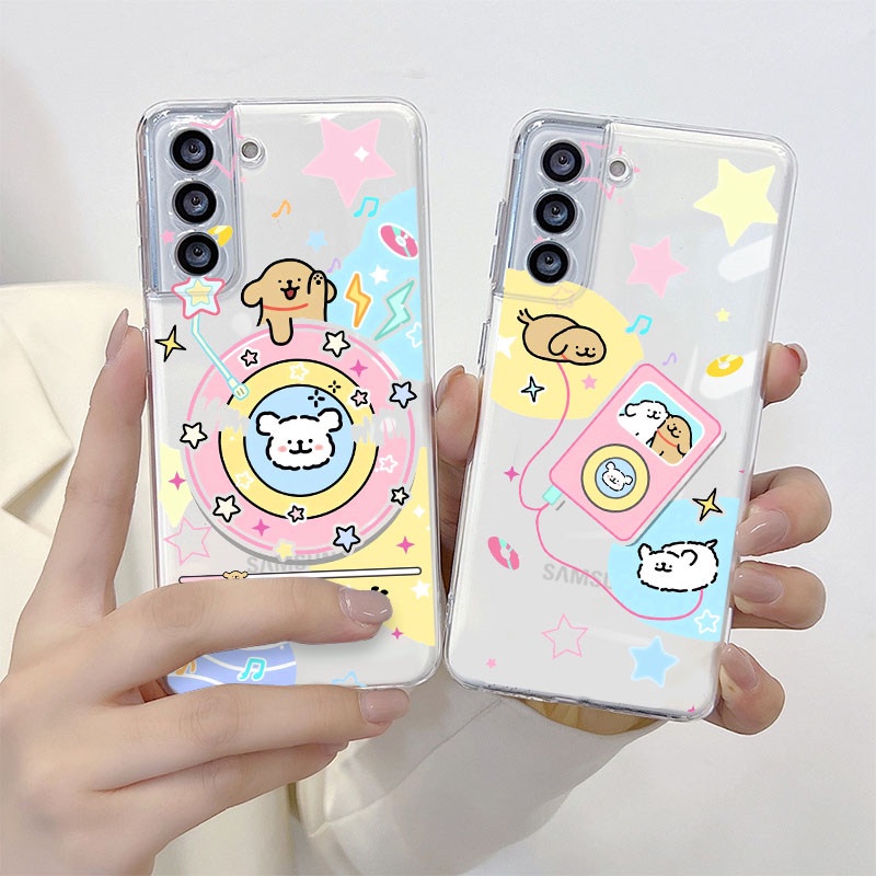 สําหรับ Samsung A55 S23 FE A24 A54 A34 A14 M54 S9 S8 S10 S20 S22 Plus S21 FE Note 9 10 Plus 20 Ultra 5G น ่ ารักสุนัข Soft Clear TPU โทรศัพท ์ ปลอกฝาครอบ