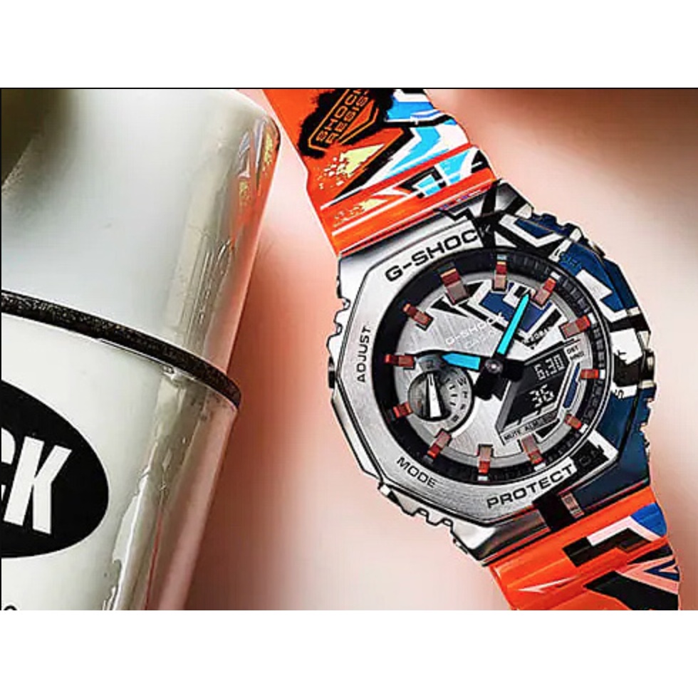 G-shock G Shock GM2100 Street Spirit สีส้ม Autolight สายยาง tangan นาฬิกาผู้ชาย GM 2100 กีฬานาฬิกา S946