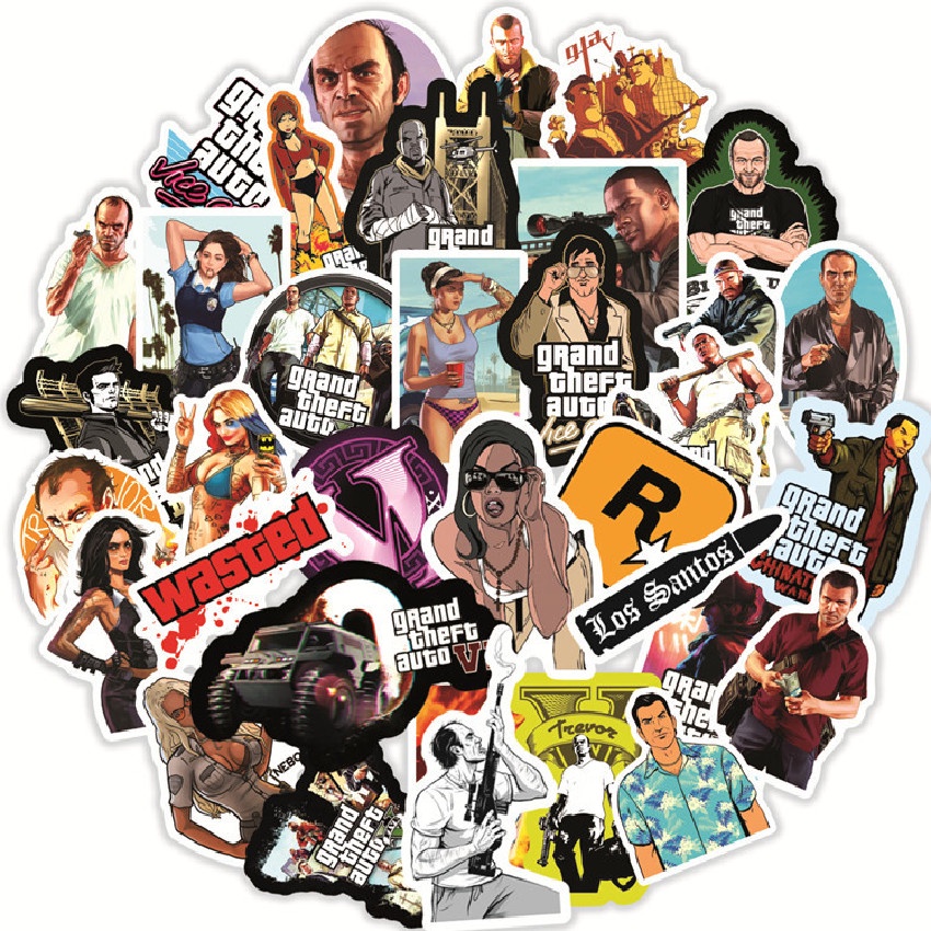 50Pcs/Set Grand Theft Auto GTA Series 02 Stickers Rockstar Games Waterproof DIY Fashion Doodle Decals Stickers