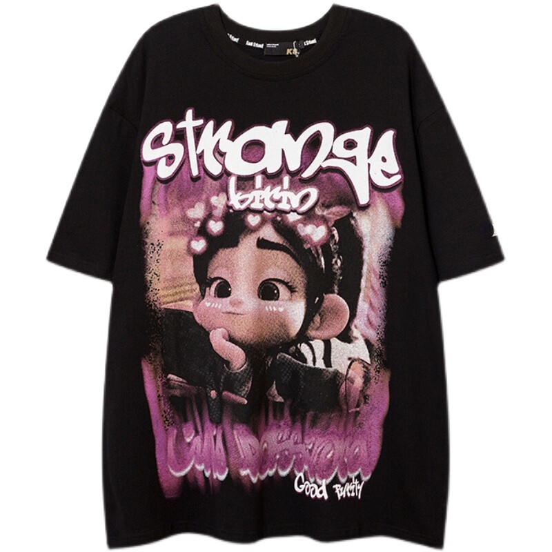 💜【HOT】 S-7XL Cotton Men T Shirt Short Sleeved Trendy Loose Tshirt Plus Size T-shirts Sports High แบบ