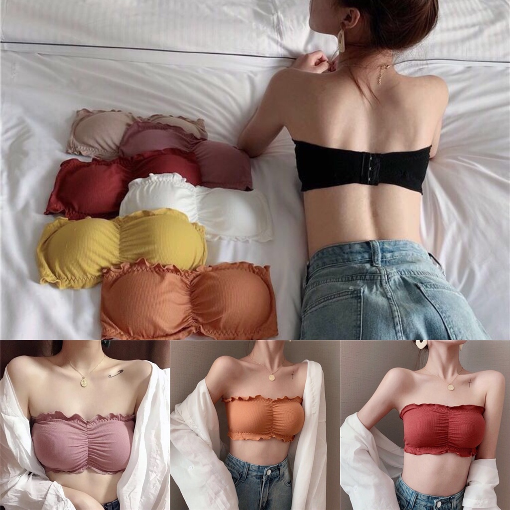 บราเกาะอกแต่งขอบระบาย ใส่สายได้ มีหลายสีพร้อมส่ง #BRA717