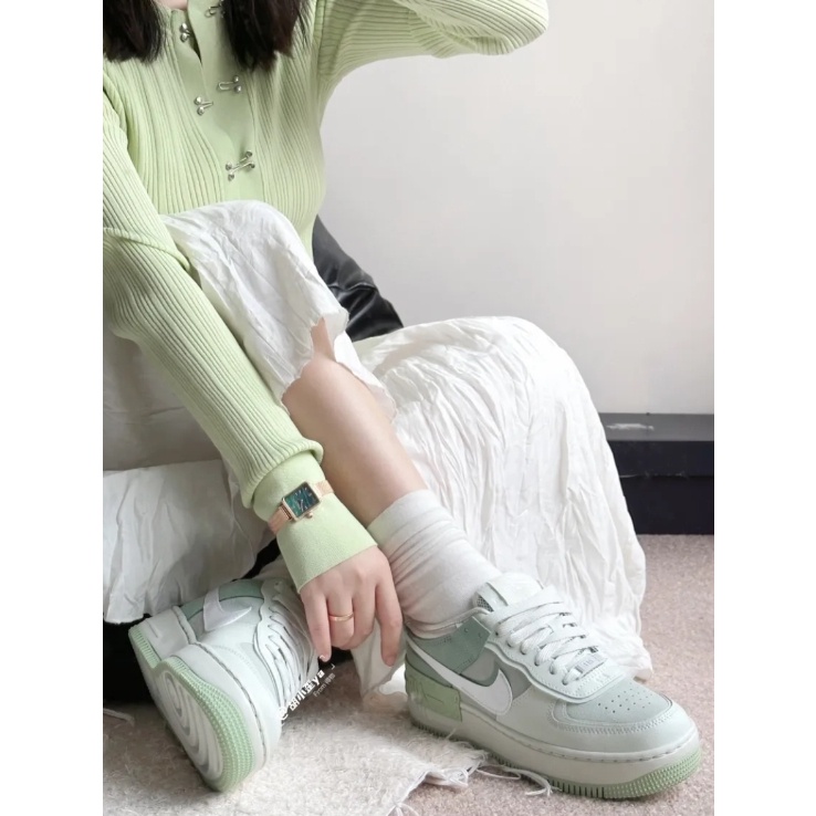 【ของแท้ 100%】Nike Air Force 1 Low Shadow CW2655-001 Grayish green รองเท้า light