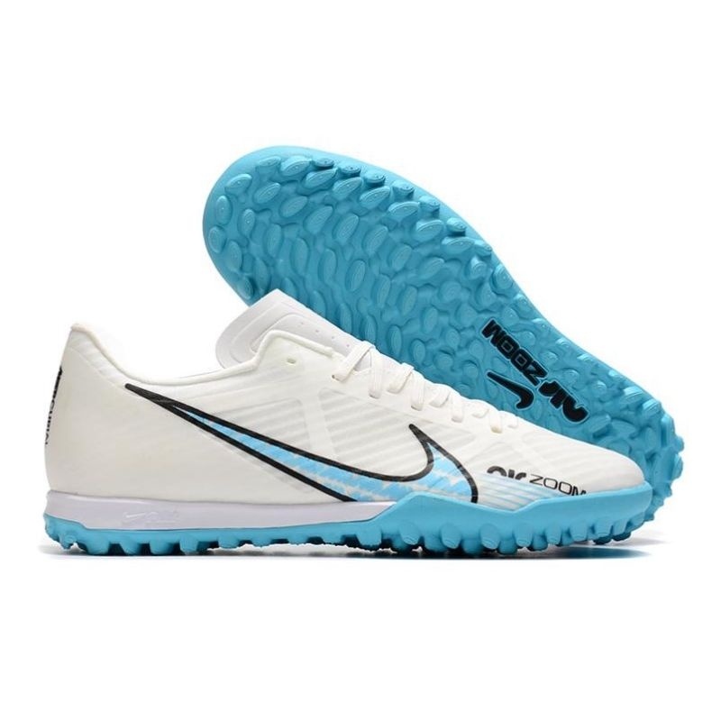 รองเท้าฟุตซอล Sepatu Nike Zoom Mercurial Vapor 15 Academy White Blue TF ( TURF ) สันทนาการ