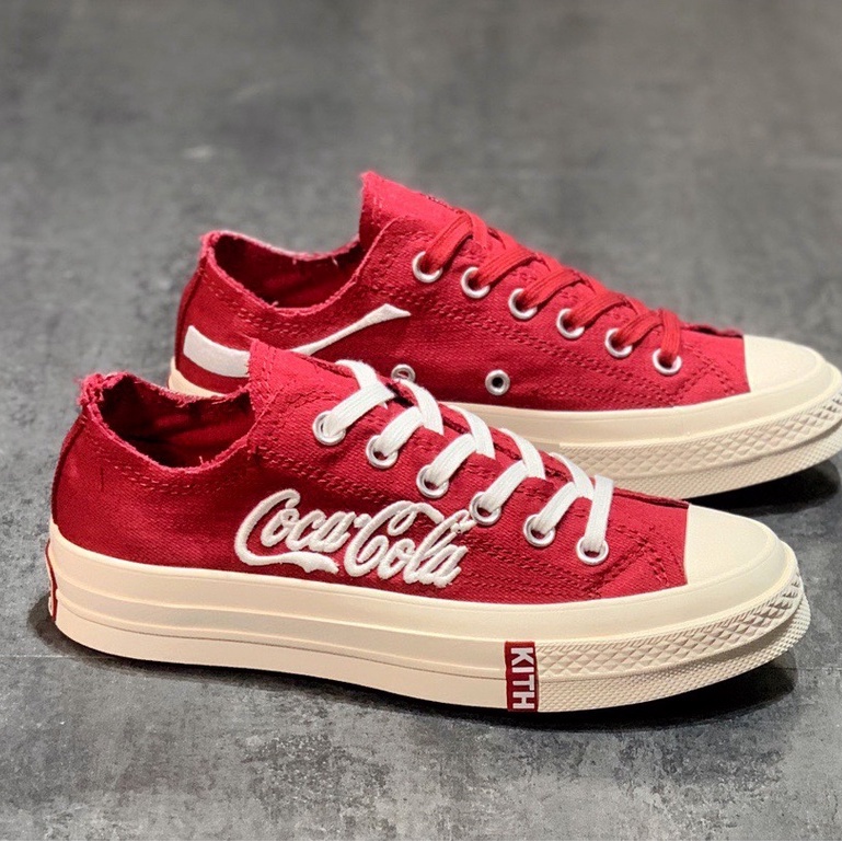Kith X Coca-Cola x Converse Chuck 70 low-top casual sneakers wine red แนวโน้ม