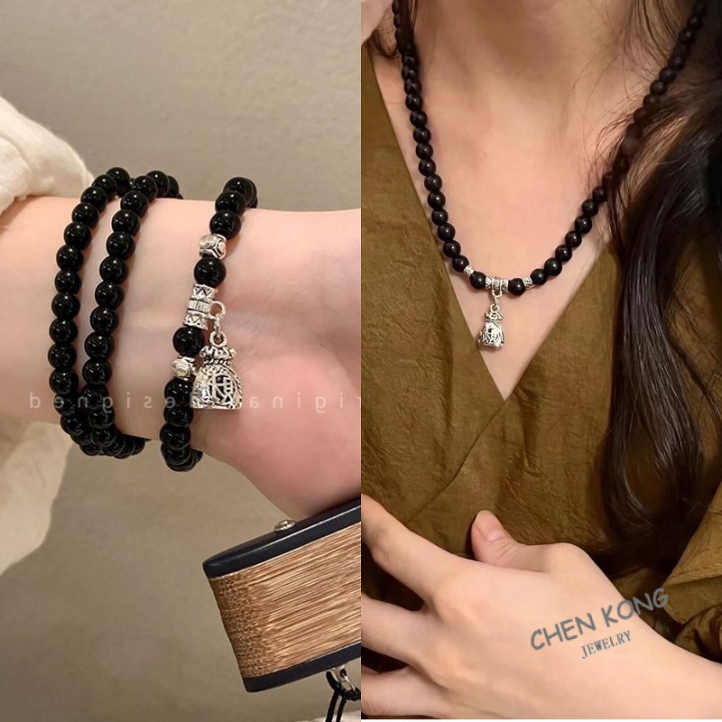ใหม่ สร้อยข้อมือ หลายชั้น ประดับลูกปัด สไตล์จีนย้อนยุค นําโชค เข้ากับทุกการแต่งกาย สําหรับเพื่อน