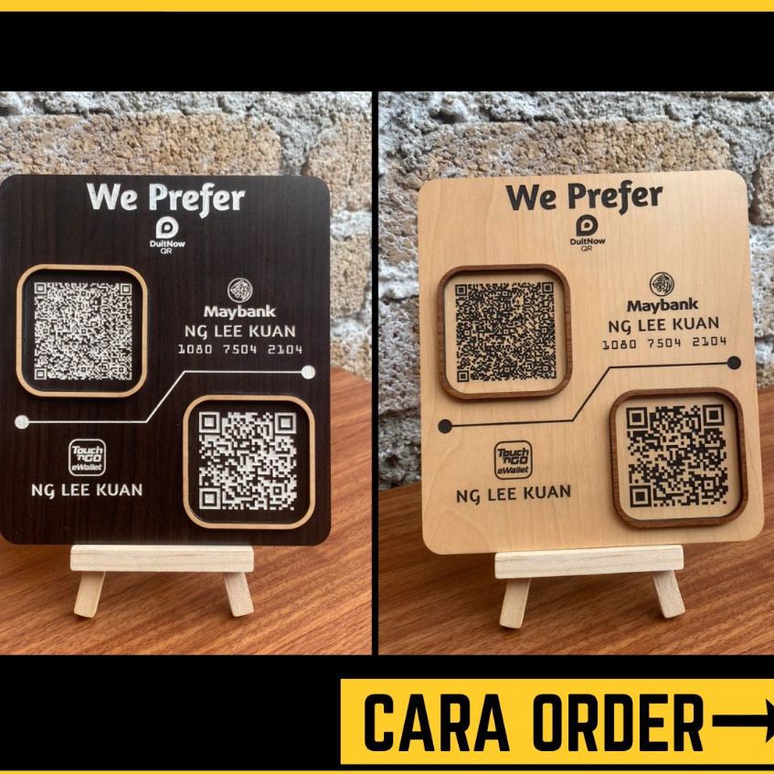Custom Engrave 2 QR Code Ewallet Mae / Maybank Qrpay/ Tng/ Big Pay