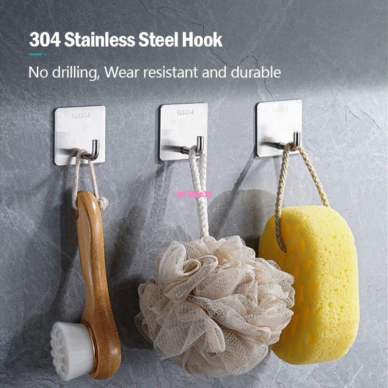 Stainless Steel Elephant Trunk Hook Metal Strong Viscose Load-Bearing Perforation-Free Kitchen Sticky Hook Toilet Bathroom Wall InsStylee