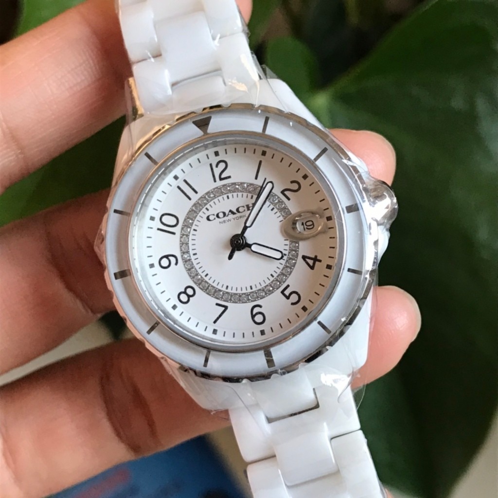 Coach woman's ceramic quartz watch casual business chrono analog 14503462 14503463 14503461 33mm
