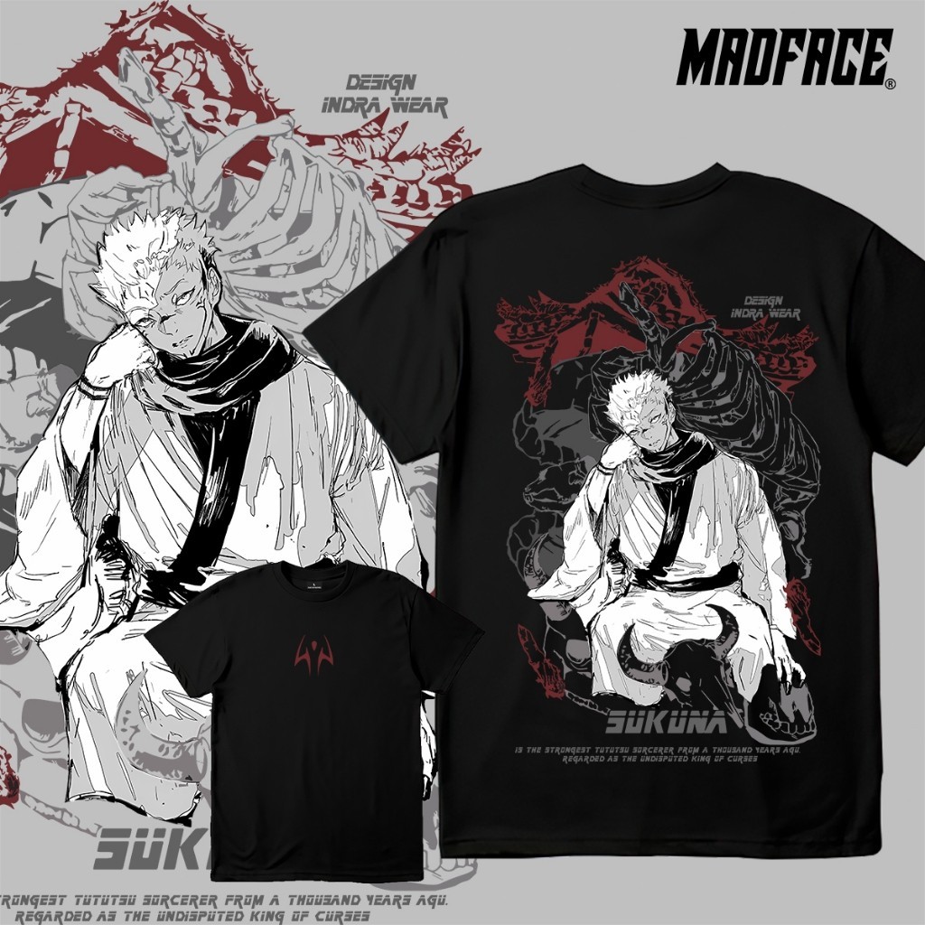 Madface jujutsu casual T-shirt Sukuna top man/women เสื้อคู่คอกลม Baju