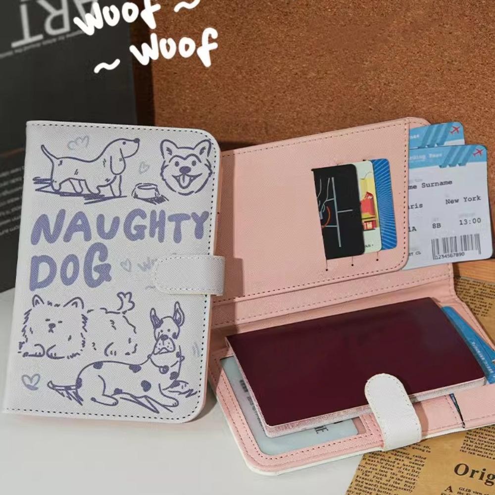 SHOEEMPORIUM Puppy Passport Cover พร้อมช่องใส่การ์ด, มัลติฟังก์ชั่กันน้ําแมวหนังหนังสือเดินทาง, เครื่องบินตรวจสอบการ์ดกรณีตั๋วโฟลเดอร์ RFID Blocking Passport คลิปหญิง ราคา ถูกที่สุด ดีลบีเคเค แกลเลอรีภาพที่ 4