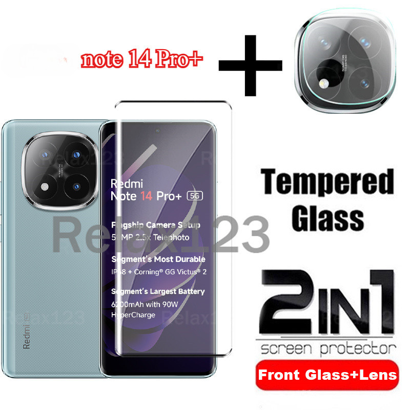 2IN1 กระจกนิรภัยสําหรับ Xiaomi Redmi หมายเหตุ 15 Pro Plus 5G Redmi Note15 Pro + Note14Pro + 5G หมายเหตุ 14Pro + 2025 ปลอกป้องกันหน้าจอกลับเลนส์กล้องป้องกันฟิล์ม