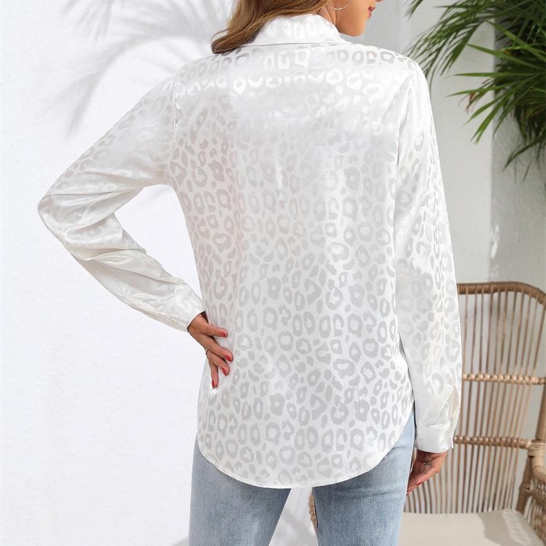 KOKO#เสื้อเชิ้ตผู้หญิง ผ้าซาติน หลากสี พิมพ์ลายเสือดาว เสื้อคลุมกันแดดแขนยาวผ้าซาตินลายดอกไม้สามมิติ#99029 - รูปที่ 7