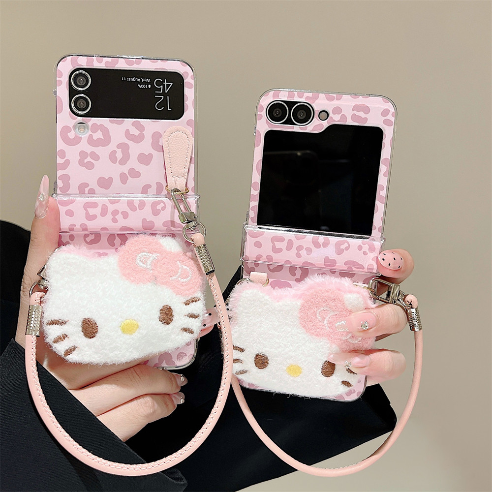 Pink Panther Texture Cat สําหรับ Samsung Z Flip7 FE 6 5 4 3 Xiaomi MIX OPPO ค้นหา N3/N2 Flip รวมทุกอ