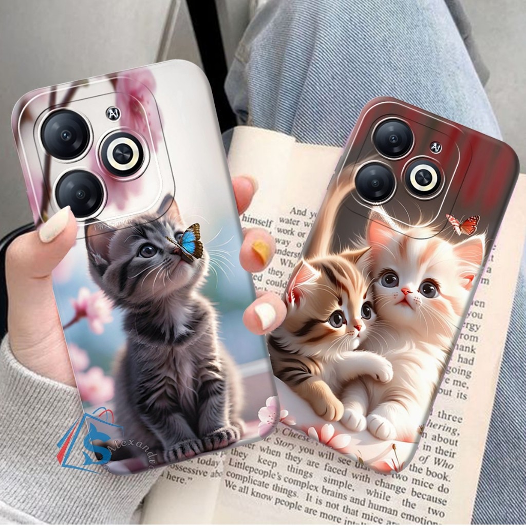 HP [SHARK CASE] Softcase ITEL A70 A60 A60S P40 S23 S23 PLUS Cat Motif - Itel Cessing - Itel Case - เ