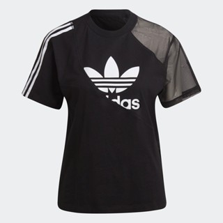 adidas ไลฟ์สไตล์ เสื้อยืด Adicolor Split Trefoil ผู้หญิง สีดำ HC7039