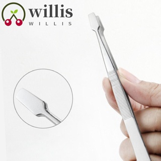 Willis แหนบปากแบน, คีมคิ้วตรง / ข้อศอก แบบมืออาชีพ, อุปกรณ์ช่วยขนตาปลอม ความงาม สเตนเลส ขนตาปลอม ต่อขนตา