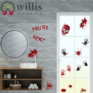 Willis สติกเกอร์รอยเท้าเลือดน่ากลัว สําหรับติดผนัง หน้าต่าง ประตู ปาร์ตี้