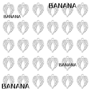 Banana1 จี้รูปปีกนางฟ้า โลหะผสมสังกะสี 21x17 มม. 60 ชิ้น