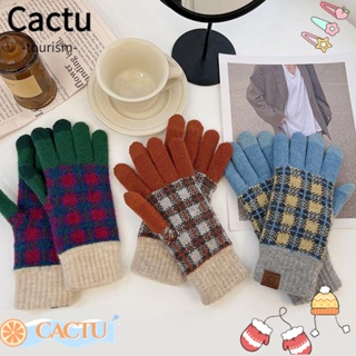 Cactu ถุงมือผ้าขนสัตว์เทียม กันลม หน้าจอสัมผัส สําหรับฤดูหนาว