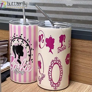 Buttterfly ขวดน้ําสเตนเลส มีฉนวนกันความร้อน สีชมพู 400 มล. สําหรับตุ๊กตาบาร์บี้ ปาร์ตี้