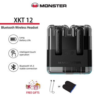 Monster XKT12 True หูฟังบลูทูธไร้สาย HIFI ลดเสียงรบกวน ความล่าช้าต่ํา แบตเตอรี่ขนาดใหญ่ สําหรับเล่นเกม กีฬา พร้อมไมโครโฟน