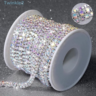 Twinkle ริบบิ้นคริสตัล พลอยเทียม AB 3 หลา 3 แถว ฐานสีเงิน สําหรับตกแต่งเครื่องประดับ DIY