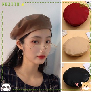 Nextth หมวกเบเร่ต์ หมวกบีนนี่ สีพื้น อบอุ่น สไตล์ฝรั่งเศส สําหรับผู้หญิง