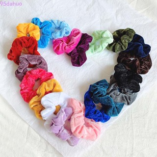 Dahuo Scrunchies ยางรัดผม ผ้ากํามะหยี่ สีพื้น สไตล์วินเทจ แฟชั่นสําหรับผู้หญิง